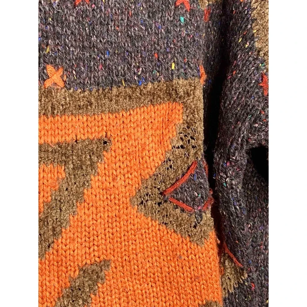 Vintage sweater Mens size large Wool Blend Thrashed Bum Fisherman grandpa tribal